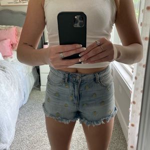 Pineapple jean shorts